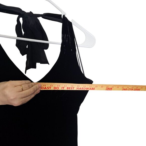 Vintage Y2K 90S Black Velvet Halter Dress Velvet Burnout Whimsigoth Fairygoth M - Picture 8 of 13